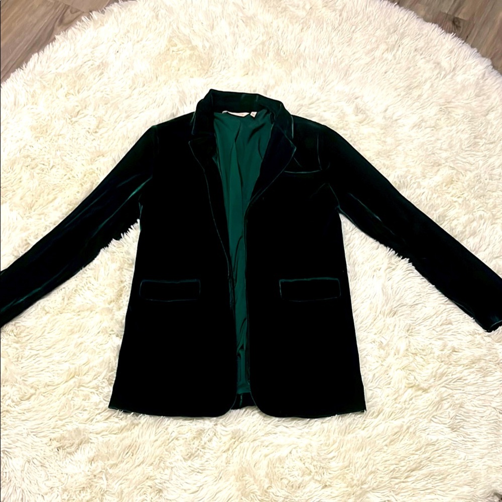 Soft Surroundings Velvet Green Jacket Blazer, Size: Extra Small, EUC!
